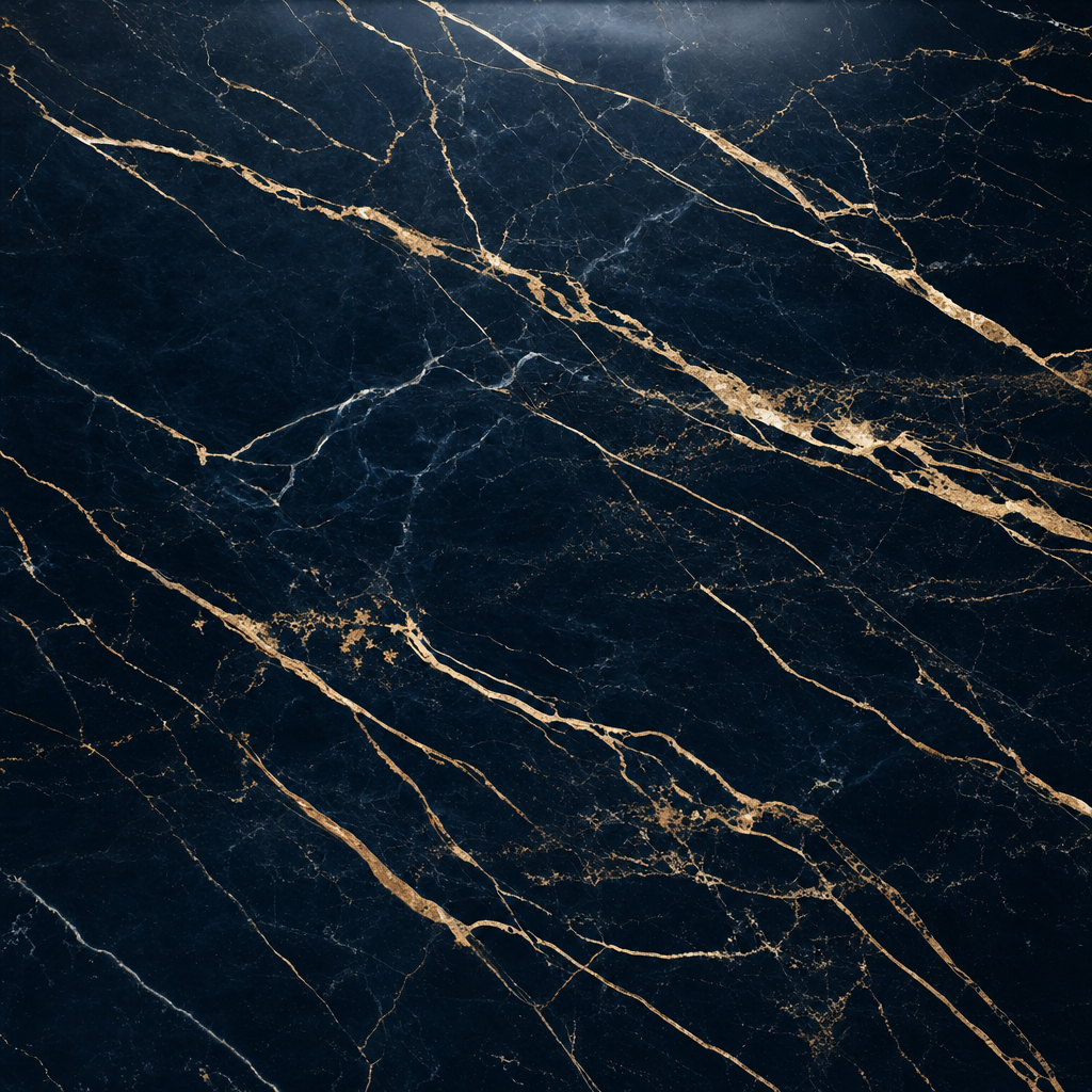 Generated image: dark navy marble with champagne gold veining